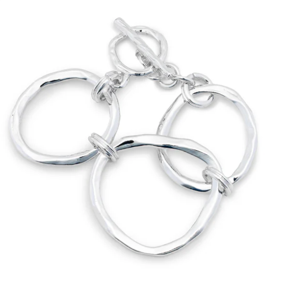 DARBY HAMMERED SILVER CIRCLE LINK 7" WITH 1.5" EXTENDER