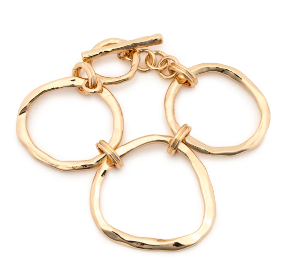 DARBY HAMMERED GOLD CIRCLE LINK 7" WITH 1.5" EXTENDER