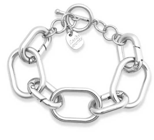 AMANDA CHUNKY OPEN LINK SILVER BRACELET