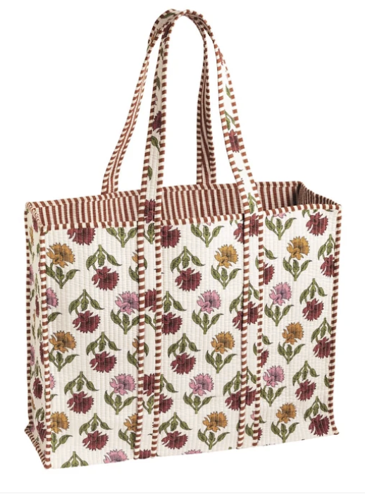 HARVEST BLOCK PRINT TOTE WHITE