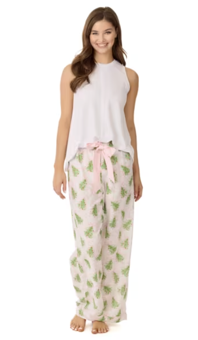 TREE BOW PAJAMA PANT WHITE