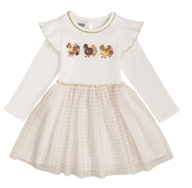 KIDS SEQUIN TURKEY DRESS