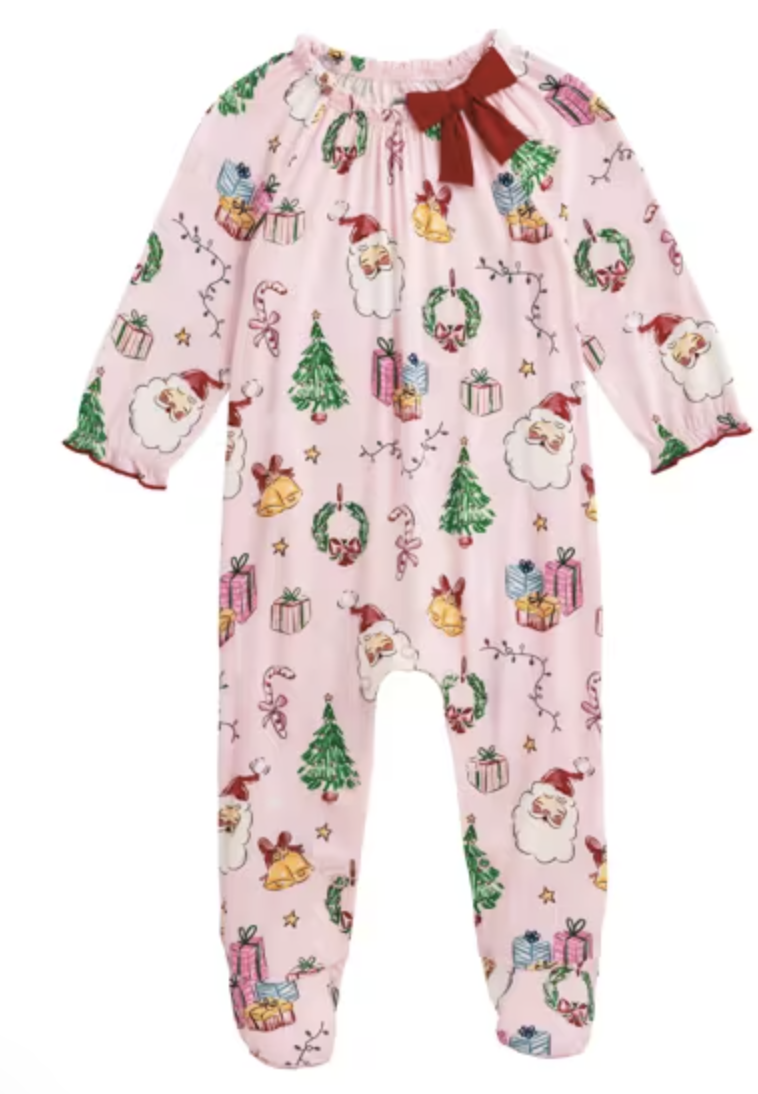 INFANT PINK XMAS PRINT SLEEPER
