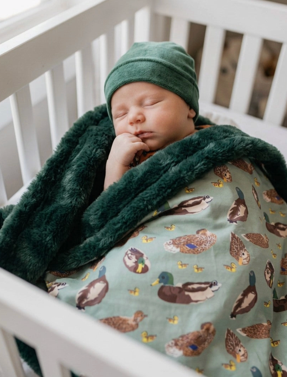 MALLARD DUCK BABY BLANKET WITH COZY FAUX FUR