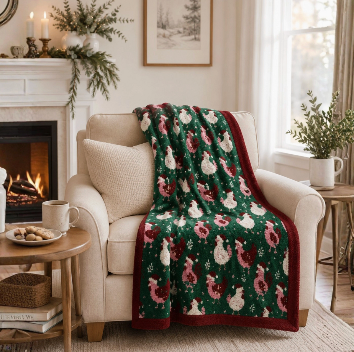 HOLIDAY CHICKENS COZY BLANKET