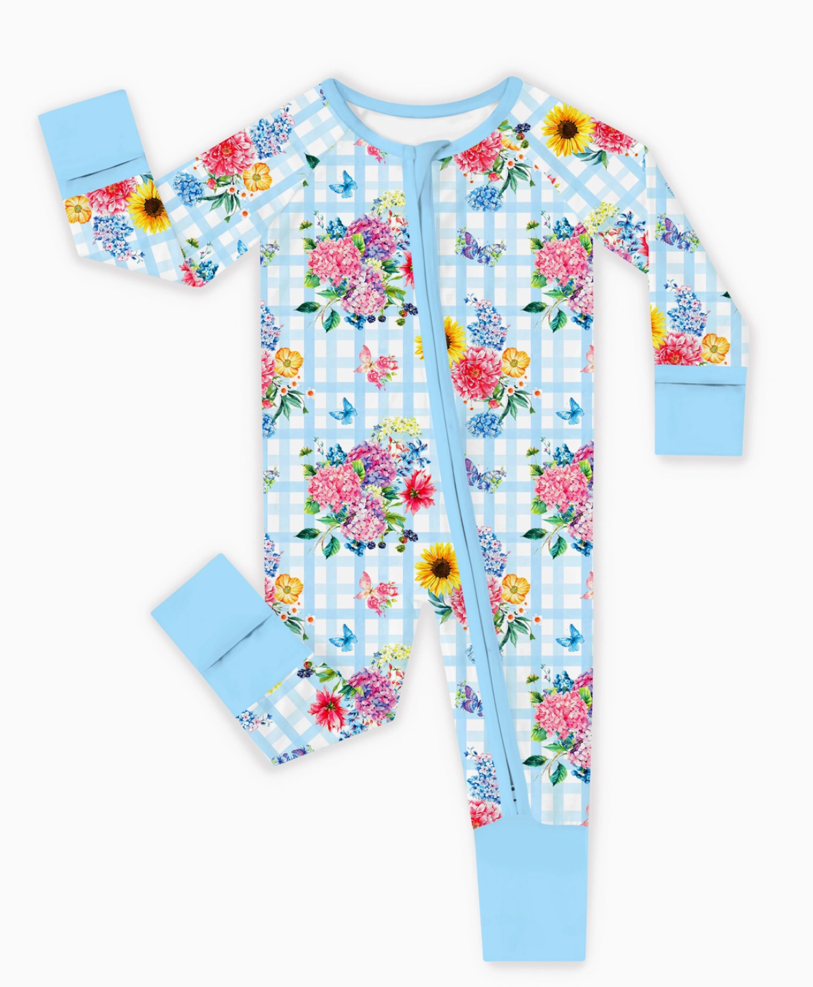 GINGHAM GARDEN BOUQUET BAMBOO ZIPPER PAJAMA