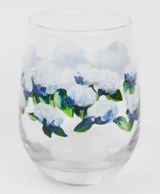 KIM HOVELL WINE GLASS COASTAL HYDRANGEA