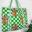 QUILTED PRINT LARGE TOTE BAG