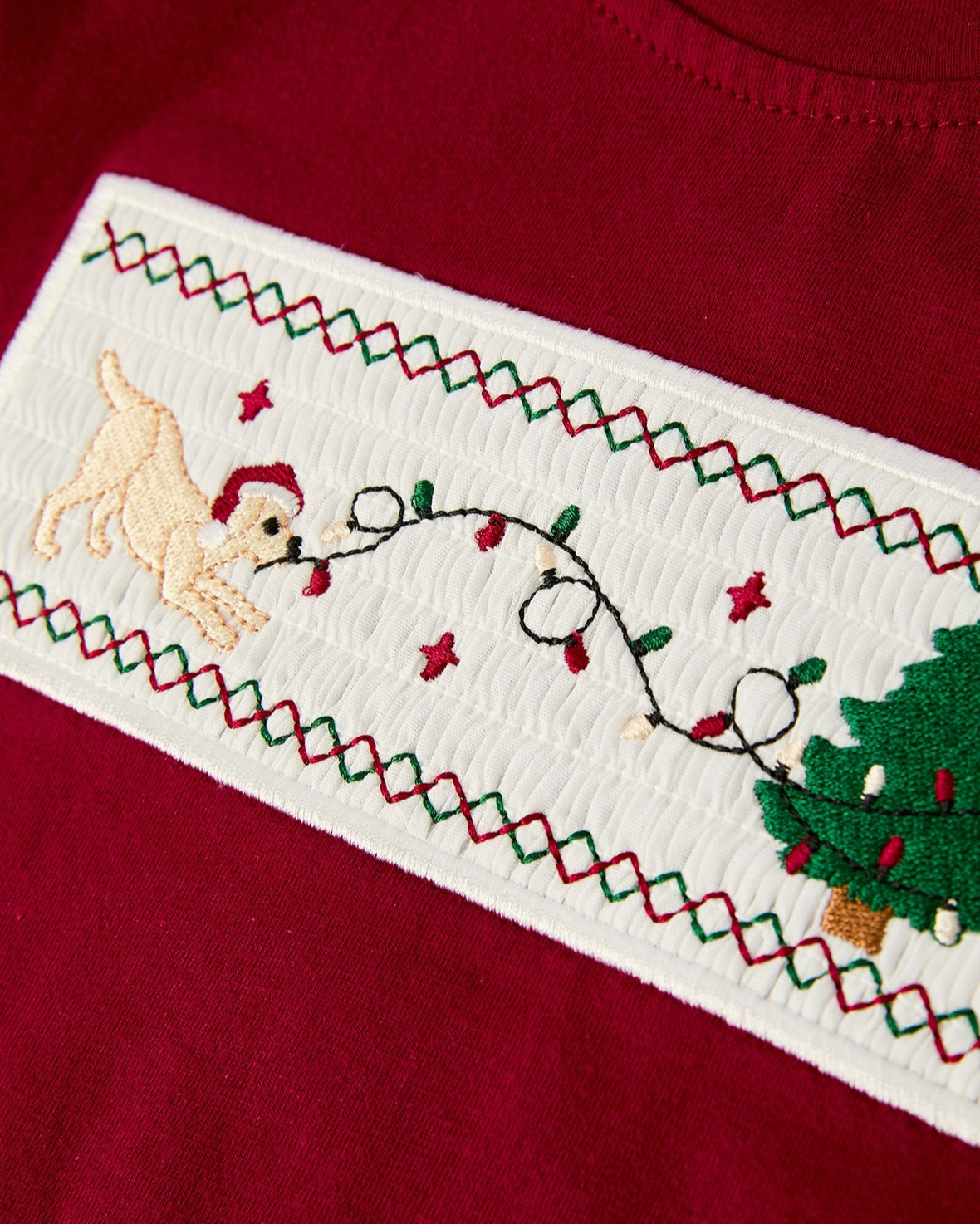 CHRISTMAS TREE DOG SMOCKING EMBROIDERED PLAID BOYS SET