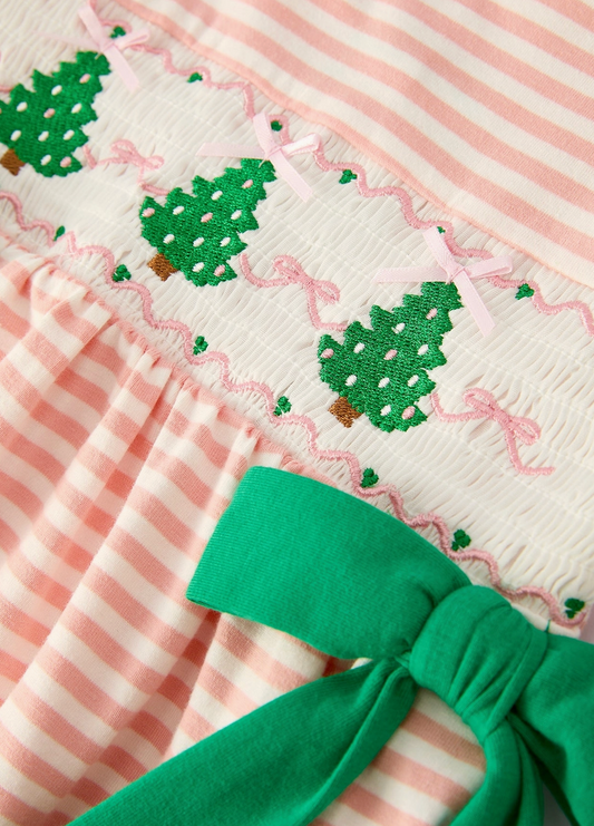 CHRISTMAS TREE SMOCKED DRESS
