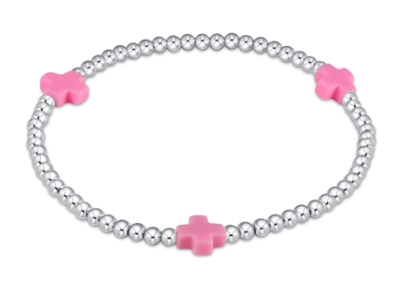 ENEWTON SIGNATURE CROSS STERLING PATTERN 3MM BEAD BRACELET