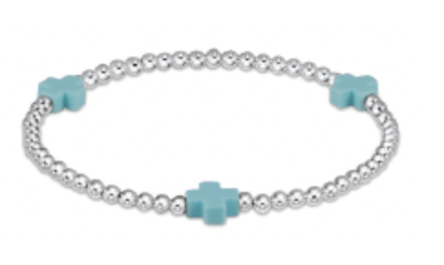 ENEWTON SIGNATURE CROSS STERLING PATTERN 3MM BEAD BRACELET