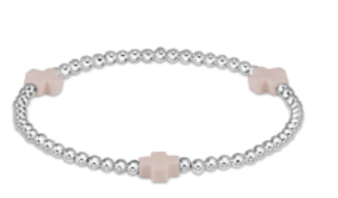 ENEWTON SIGNATURE CROSS STERLING PATTERN 3MM BEAD BRACELET