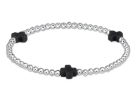 ENEWTON SIGNATURE CROSS STERLING PATTERN 3MM BEAD BRACELET