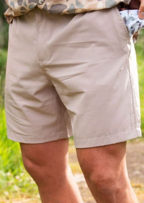 BURLEBO EVERY DAY SHORT COBBLESTONE KHAKI DUCK HUNT POCKET 7"