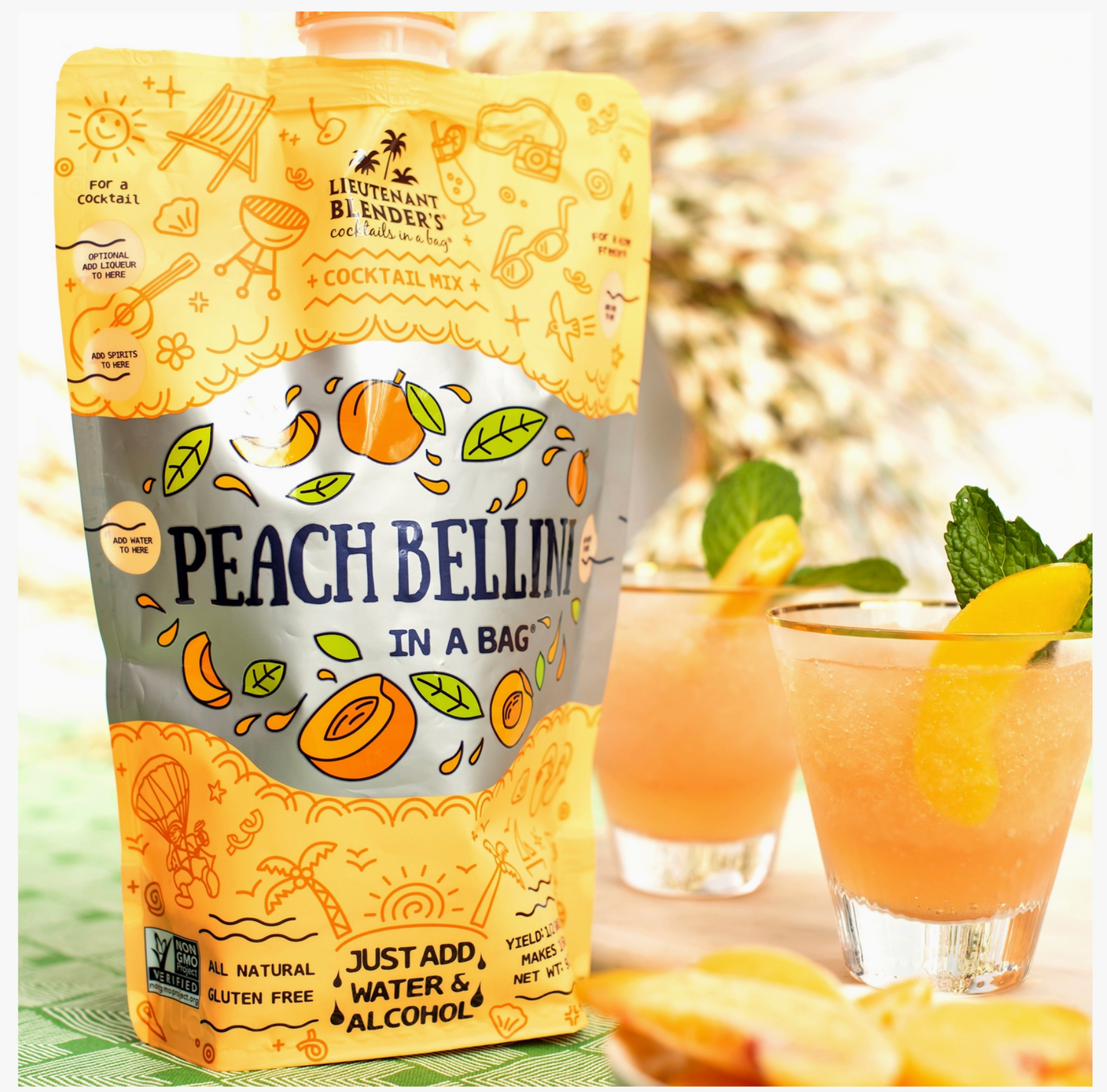 PEACH BELLINI IN A BAG COCKAIL MOCKTAIL SLUSHIE