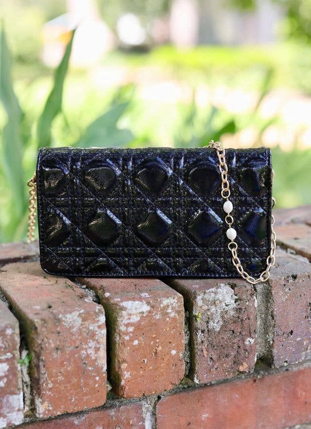 BRYNLEIGH CLUTCH CROSSBODY BLACK PATENT LQ