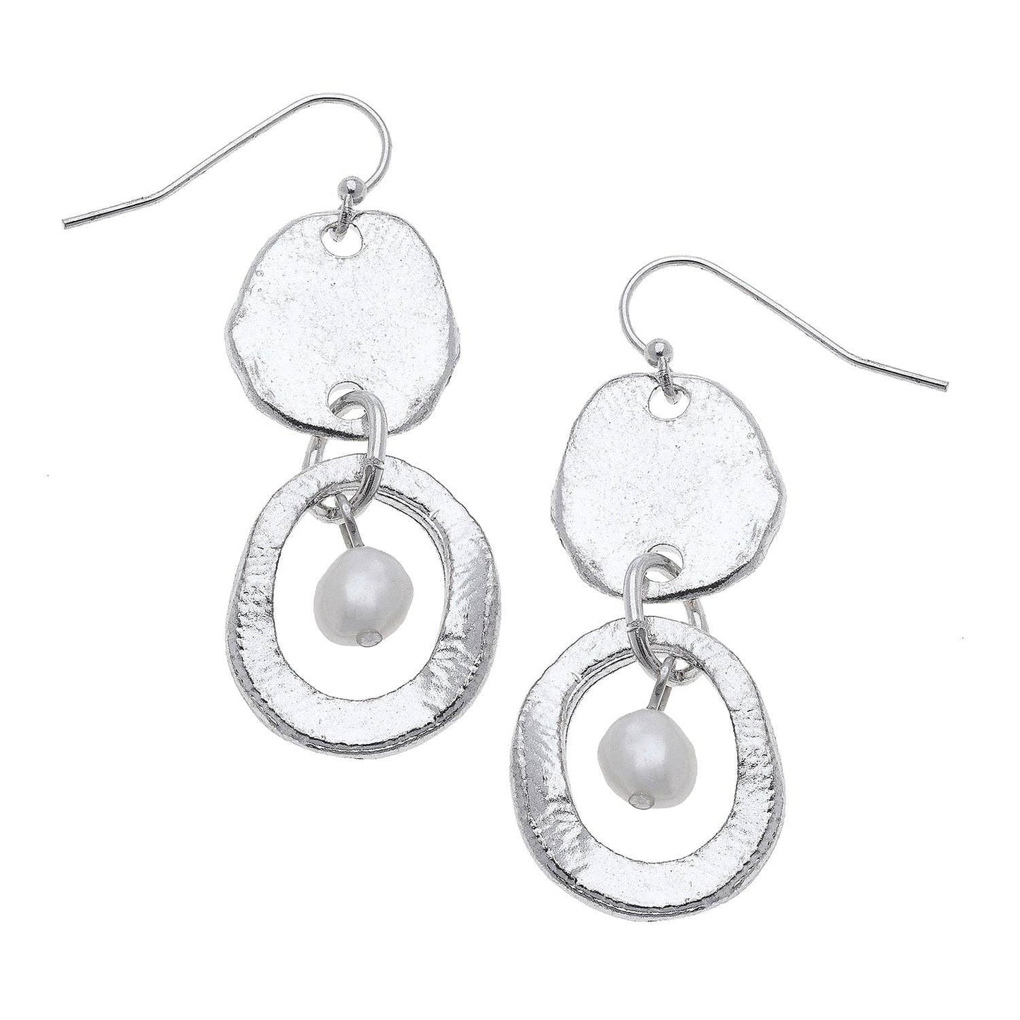 Open Oval & Freshwater Pearl Earrings