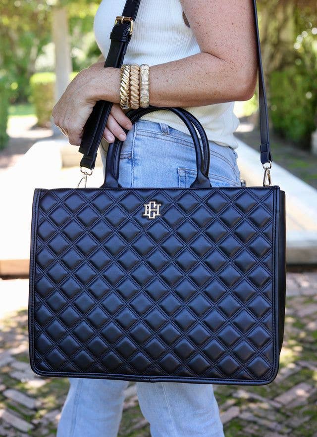 NIALL TOTE BLACK QUILTED DQ