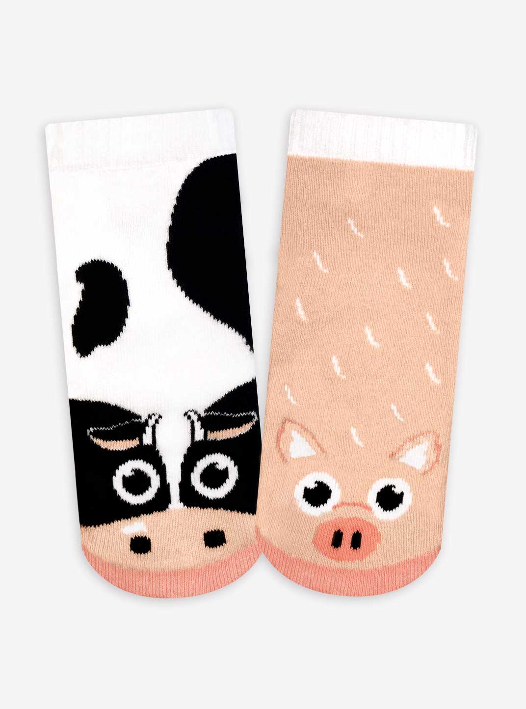 Cow & Pig | Kids Socks | Mismatched Crazy Fun Socks AGES 1-3