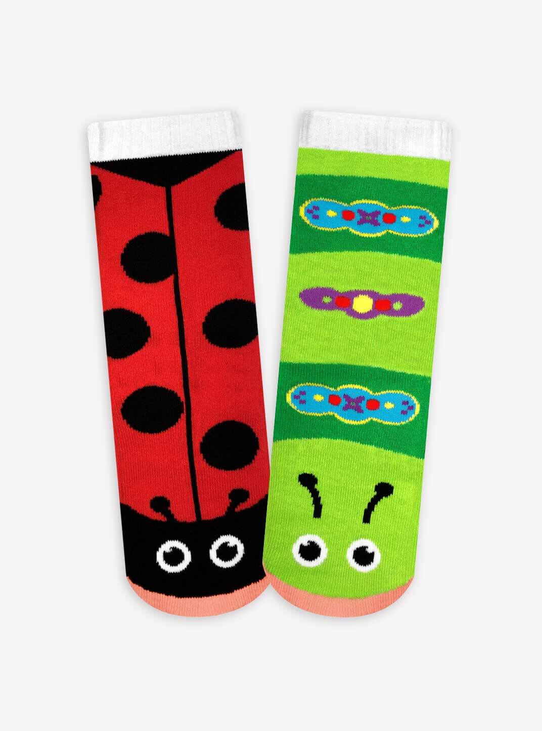 Ladybug & Caterpillar | Kids Socks | Mismatched Crazy Socks KIDS 8-12 YRS OLD