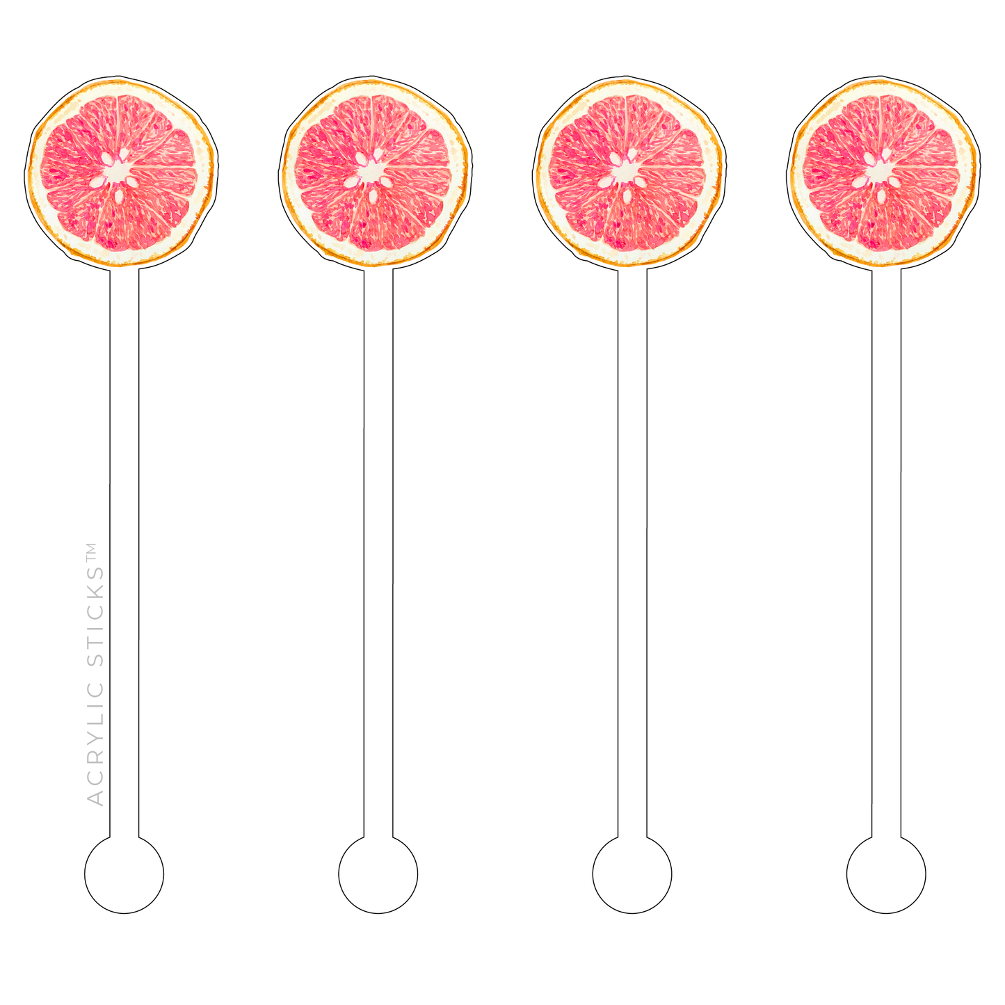 GRAPEFRUIT WHEEL ACRYLIC STIR STICKS