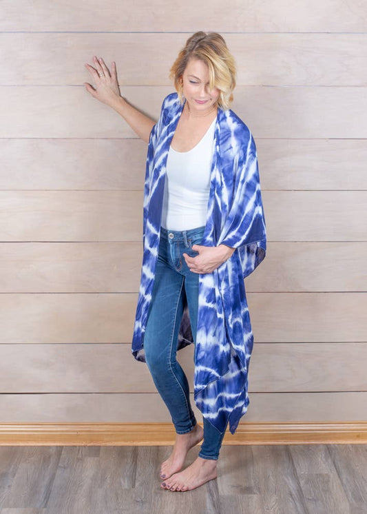 BLUE TIE DYE KIMONO