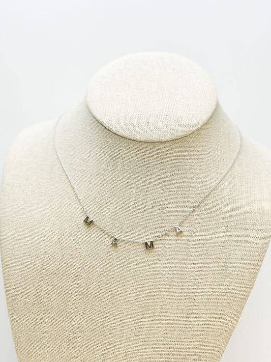 SILVER METALLIC MAMA SENTIMENT STATION NECKLACE