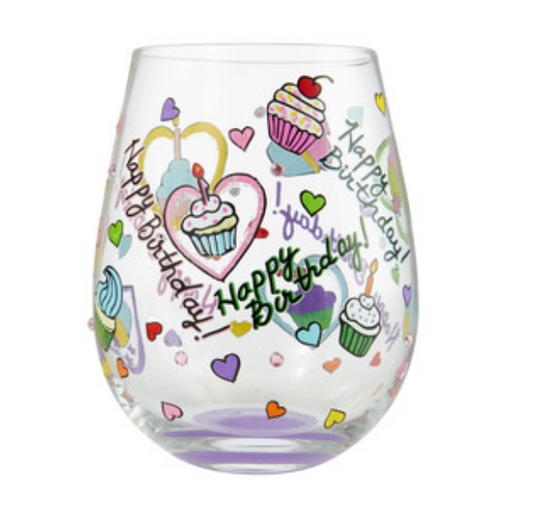 STEMLESS BIRTHDAY CUPCAKE WINE GLASS