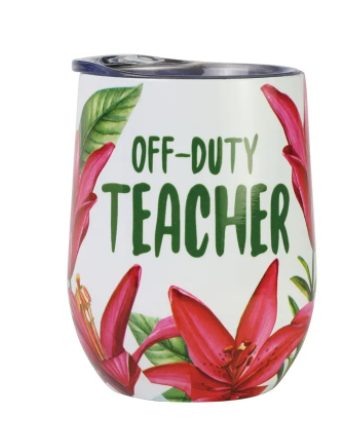 OFF DUTY TEACHER WINE GLASS