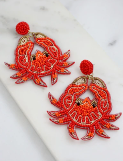 CARTER CRAB BEADED EARRING RED