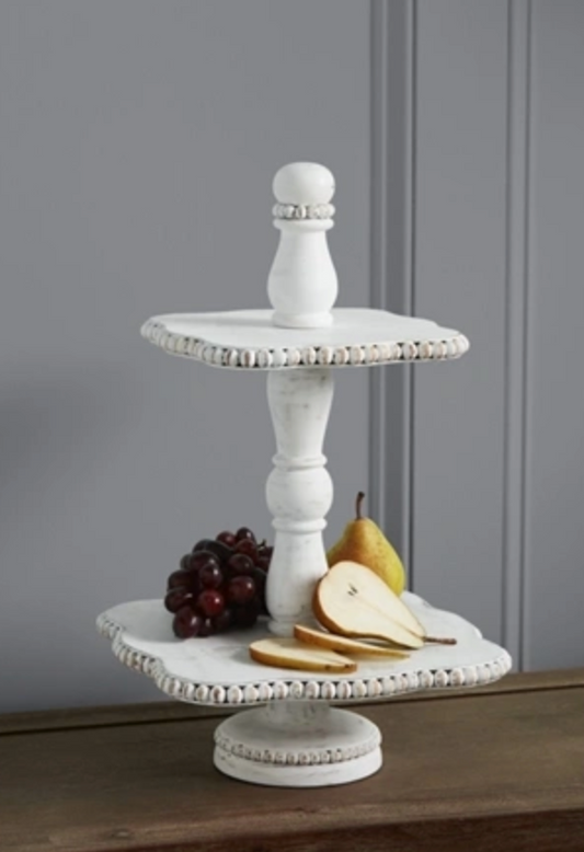 WHITE BEADED TIERED SERVER