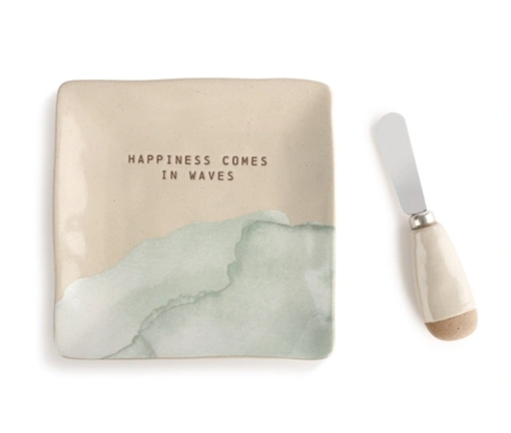 HAPPINESS COMES IN WAVES PLATE SPREADER SET