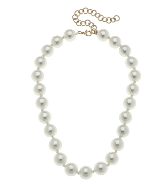ELEANOR BEADED PEARL NECKLACE IN IVORY