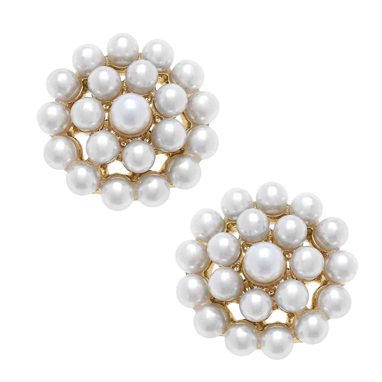 EVERLY PEARL CLUSTER STUD EARRINGS IN IVORY
