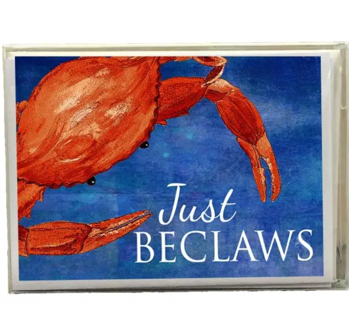 STEAMED CRAB BOXED NOTE CARDS JUST BECLAWS