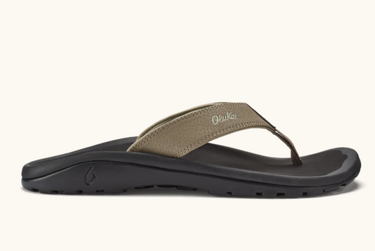 OLUKAI OHANA CLAY/ONYX MEN'S FLIP FLOPS