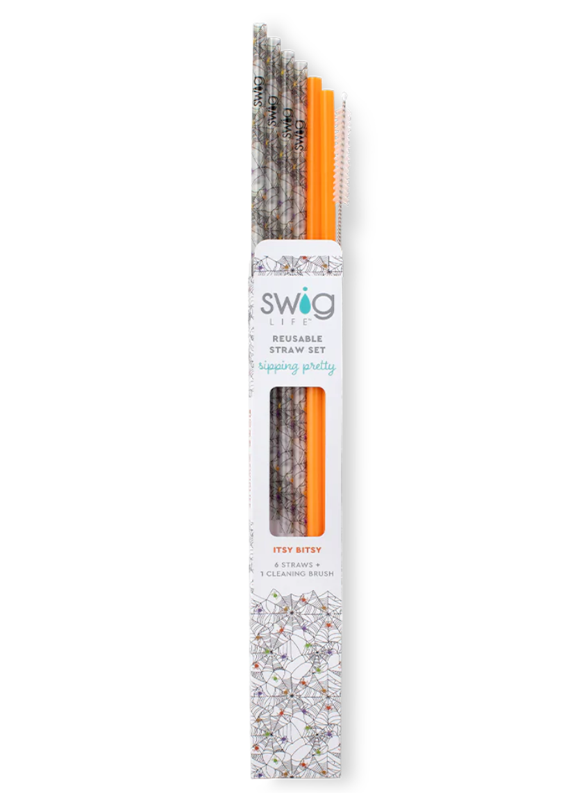 * Swig Reusable Straw Set Glitter Clear & Aqua