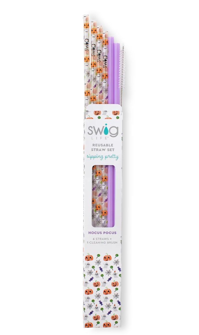  Swig Life Reusable Straws Rainbow + Aqua Tall Straw Set &  Cleaning Brush, Each Straw is 10.25 inch Long (Fits Swig Life 20oz  Tumblers, 22oz Tumblers, and 32oz Tumblers) : Health