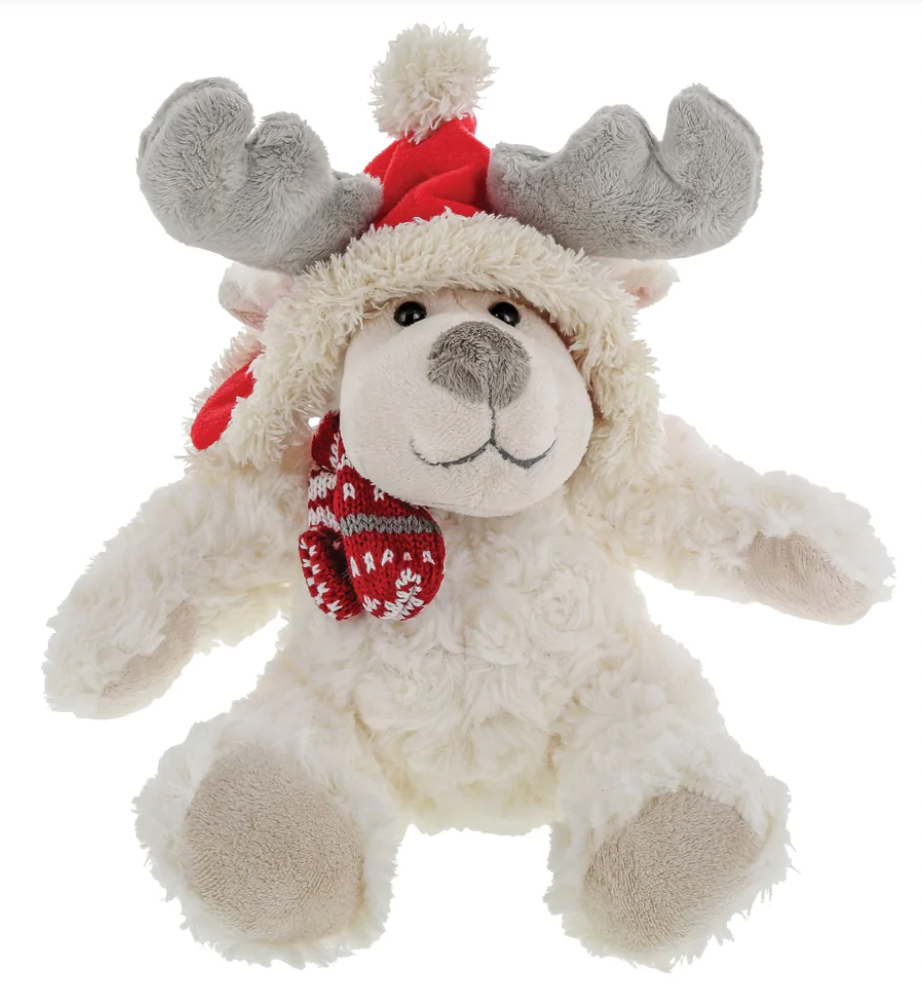 SMALL WHITE MOOSE RED HAT