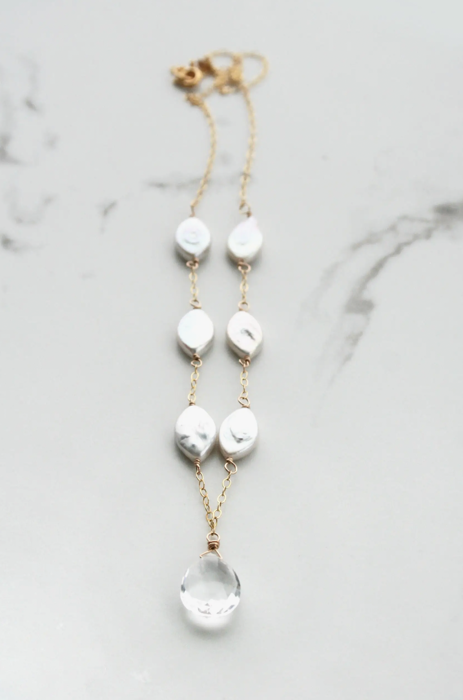 LAURA STARK OVAL PEARL DROP NECKLACE