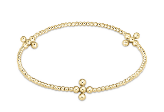 ENEWTON SIGNATURE CROSS GOLD PATTERN 2MM BEAD BRACELET CLASSIC BEADED SIGNATURE CROSS GOLD 3MM BEAD GOLD