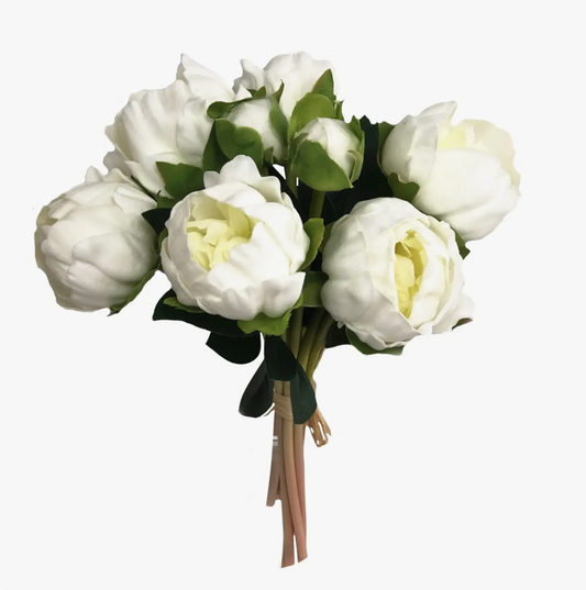 REAL TOUCH ARTIFICIAL PEONY BOUQUET IVORY