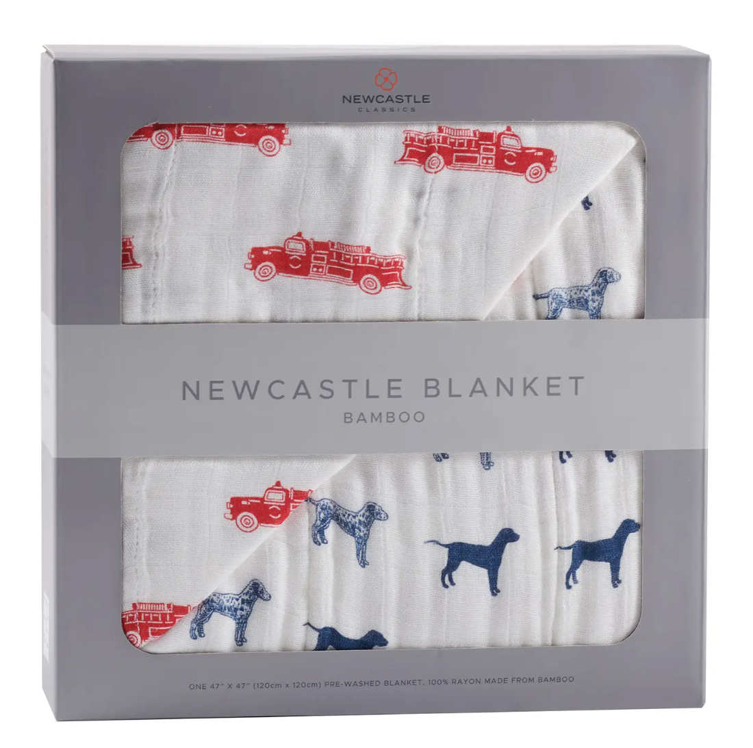 FIRE TRUCK AND DALMATION NEWCASTLE BLANKET BAMBOO