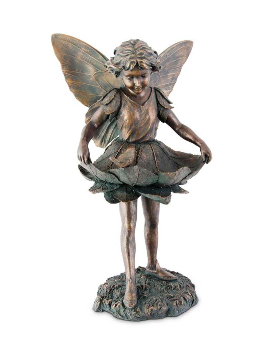 30.5 INCH RESIN PATINA GREEN AND COPPER FAIRY BIRD BATH