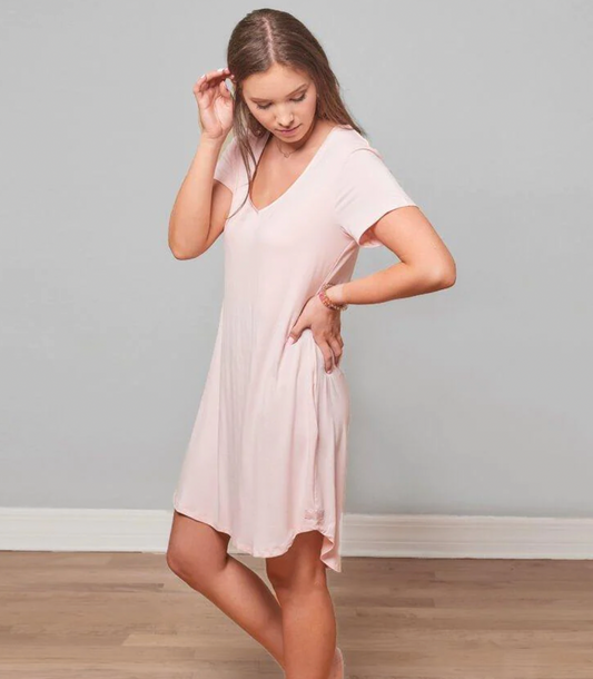 FACEPLANT DREAMS CLAIRE SHORT SLEEVE NIGHTGOWN-PINK